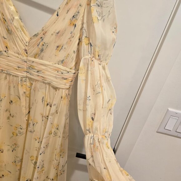 Floral Print Chiffon Illusion Tiered Puff Dress Mac Duggal - Picture 9 of 14